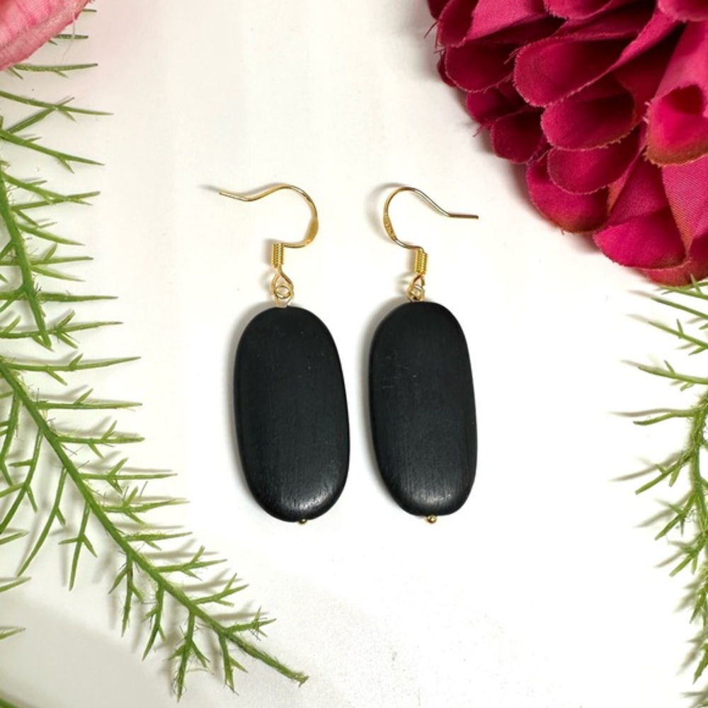 NEW⚜️Black Wood Dangly Earrings - Lightweight & Chic
